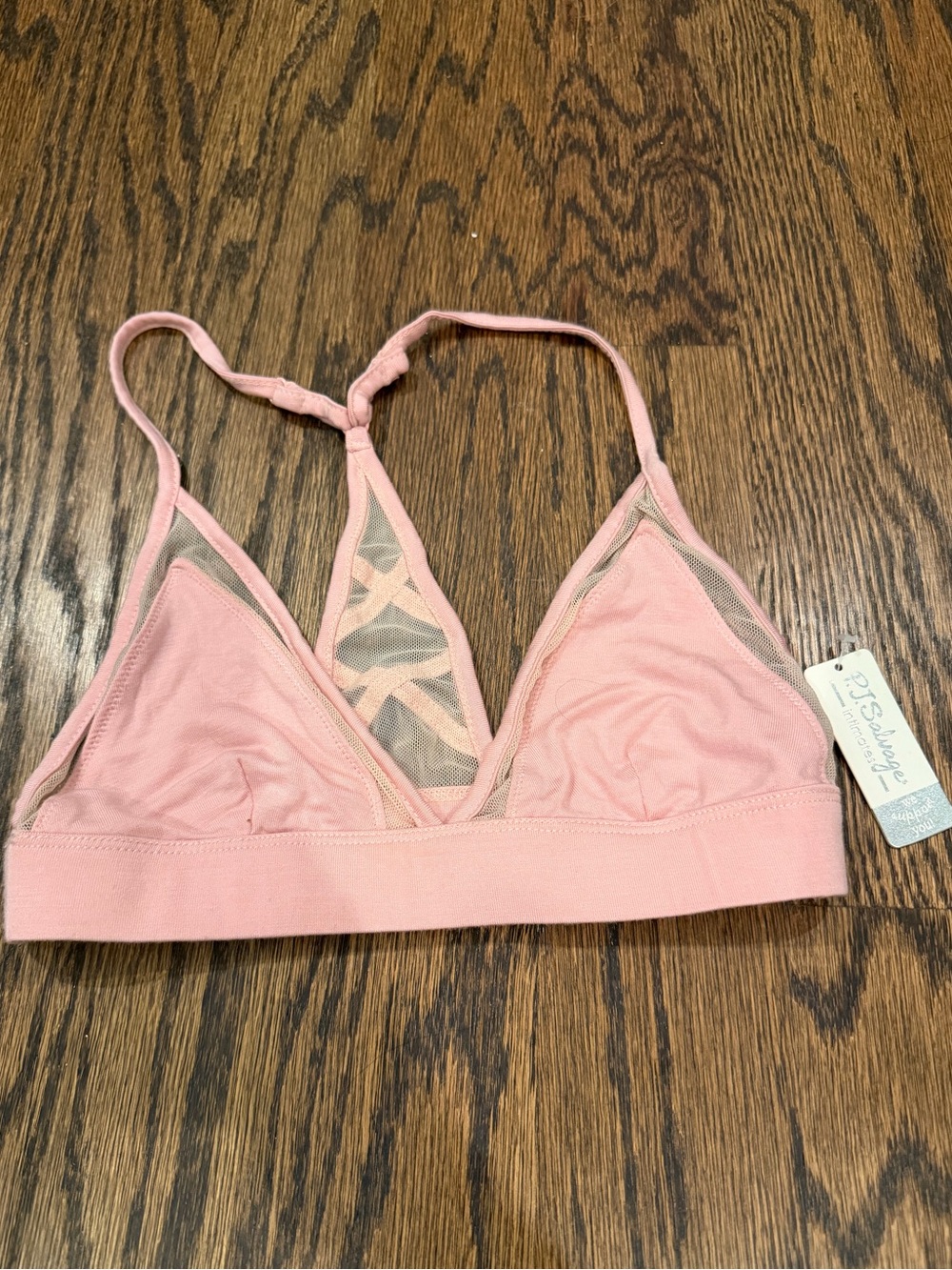 New P.J. Salvage Dusty Pink Triangle Bralette with Mesh Inset